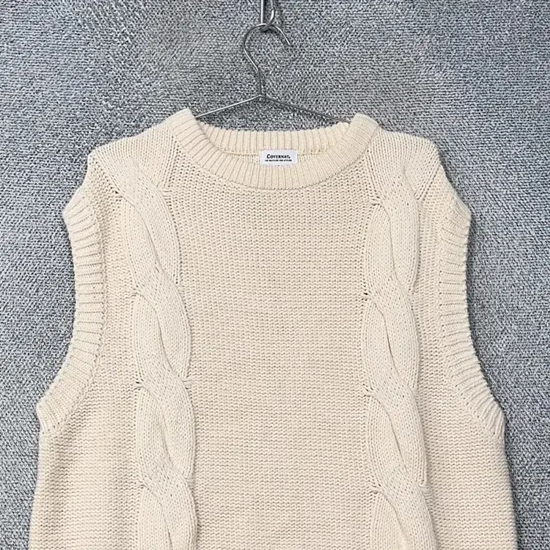 커버낫 캐주얼 크림 니트 조끼 M 상품이미지3