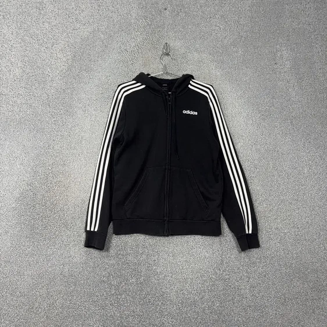 아디다스 스펠로고 검희 삼선 후드 집업 L 상품이미지1