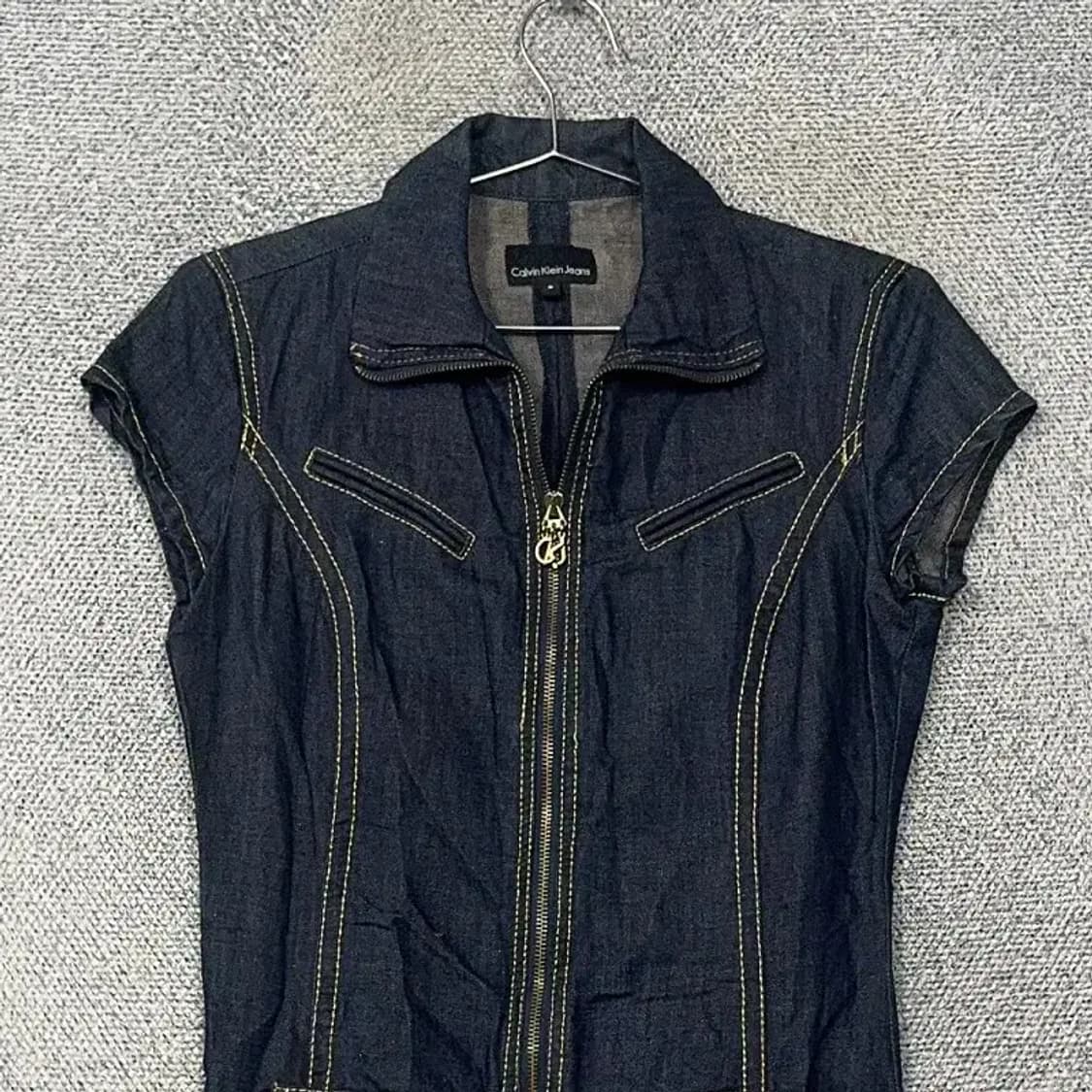 캘빈클라인 빈티지 진청 데님 집업 원피스 S 상품이미지3