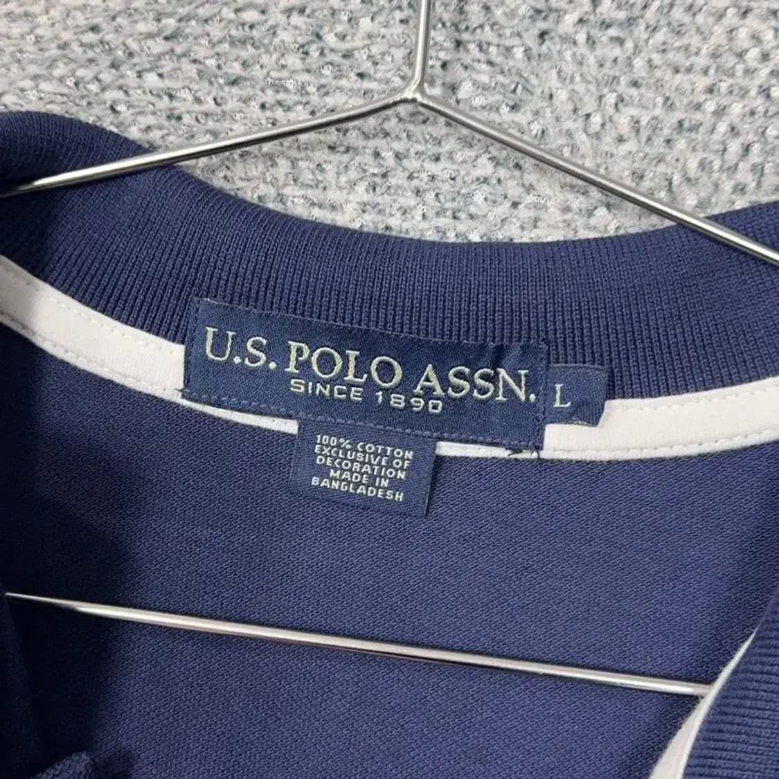 폴로아쎈 네이비 로고 남성 반팔 카라티 L 상품이미지3