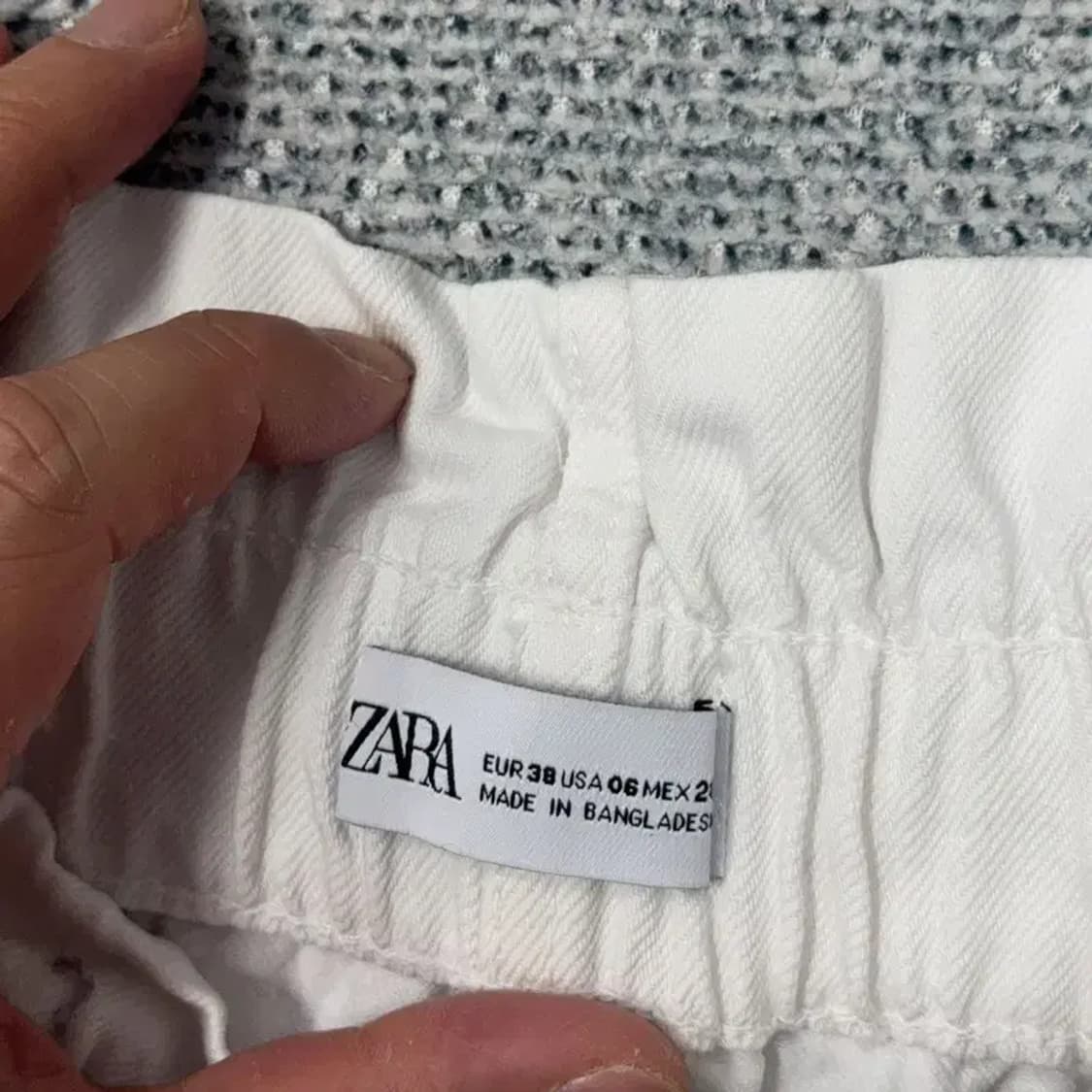 자라 화이트 빈티지 테크웨어 코튼 반바지 28 상품이미지7