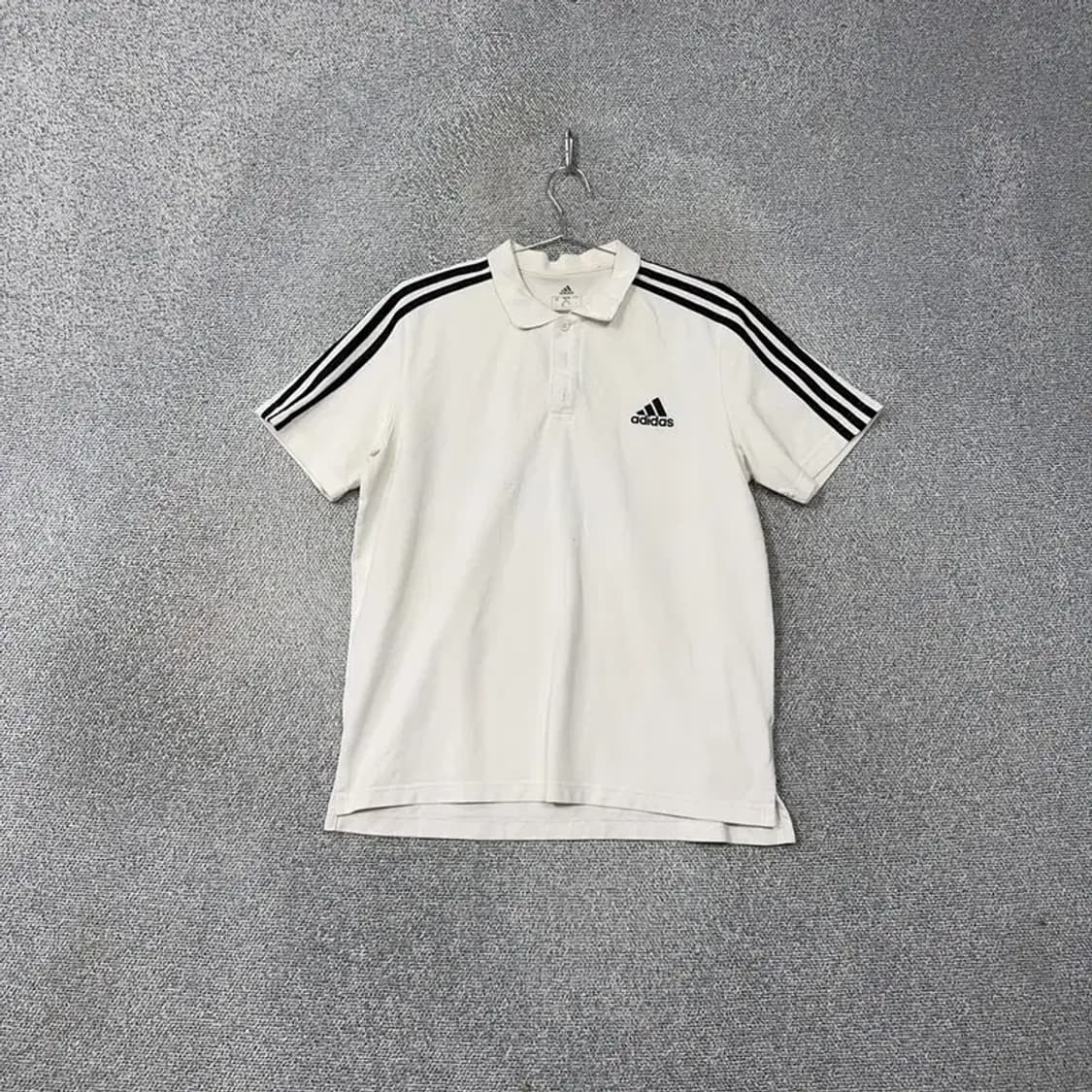 아디다스 화이트 로고 삼선 반팔 카라티 2XL 상품이미지1