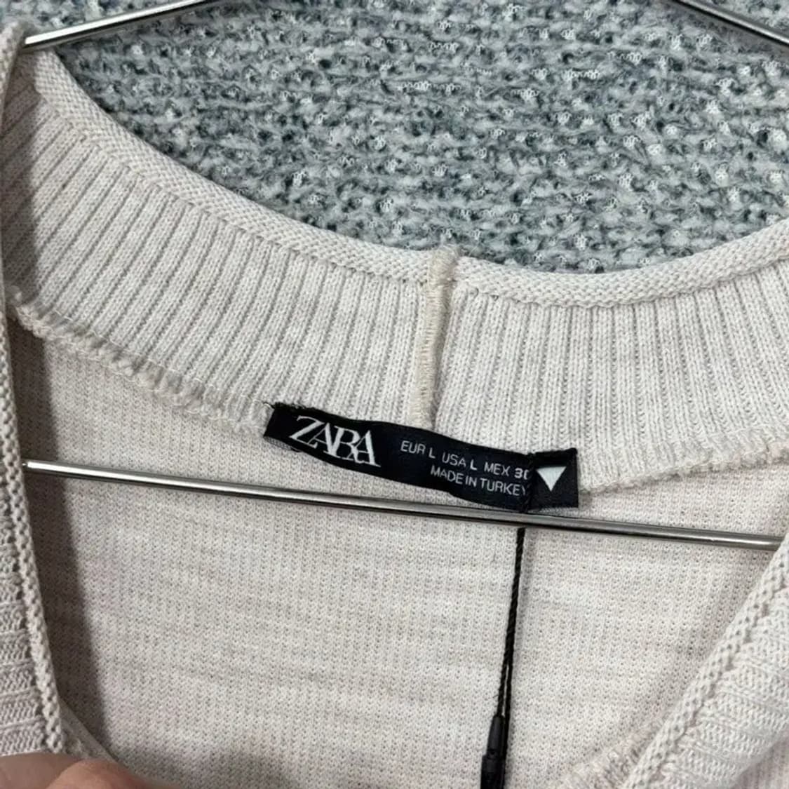 [새상품]자라 여성 연베이지 캐주얼 니트 반팔 원피스 L 상품이미지5