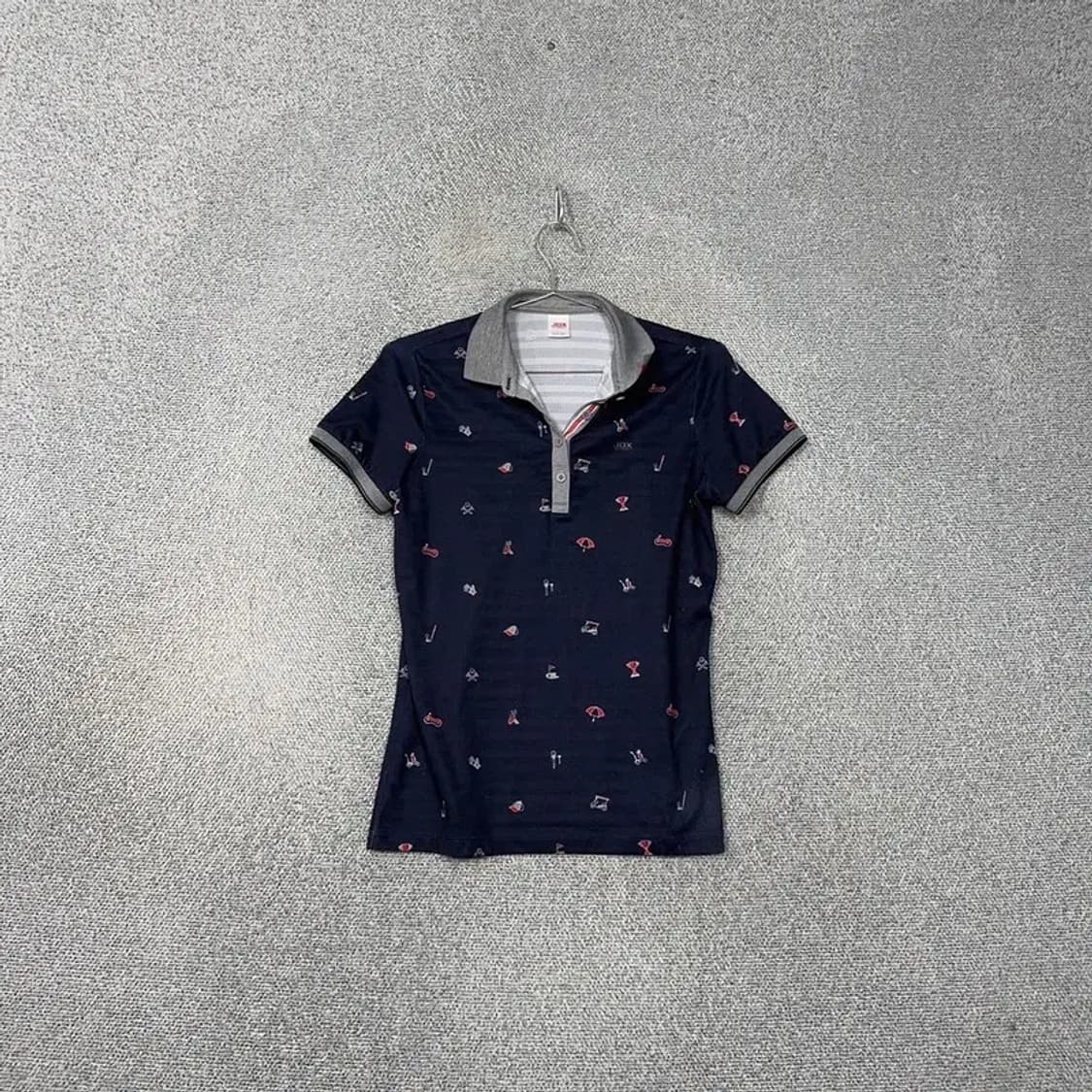 JDX 도트 여성 골프 네이비 반팔 카라티 90 상품이미지1