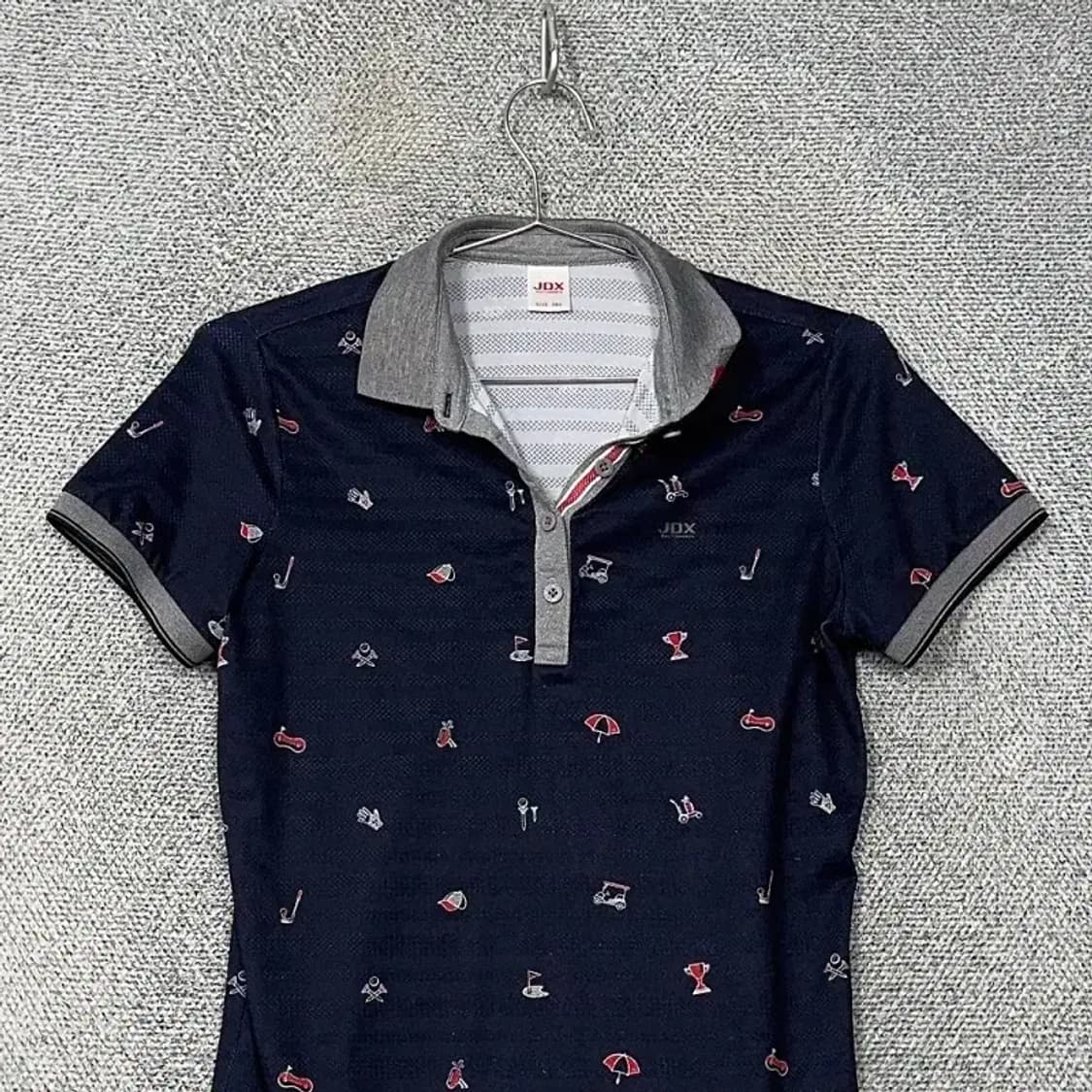JDX 도트 여성 골프 네이비 반팔 카라티 90 상품이미지3