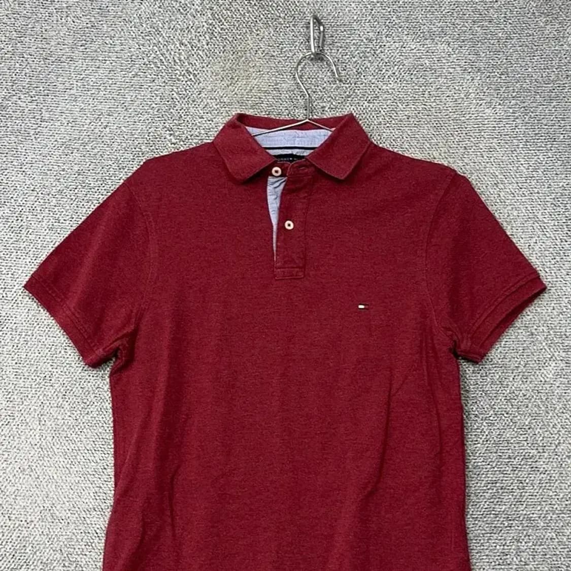 타미힐피거 버건디 로고 반팔 카라티 S 상품이미지3