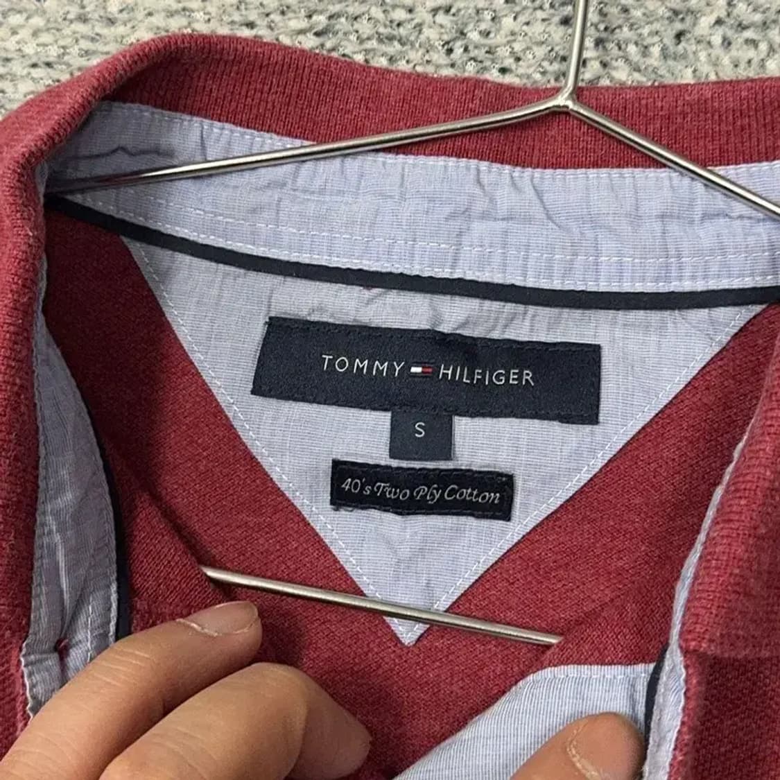 타미힐피거 버건디 로고 반팔 카라티 S 상품이미지5
