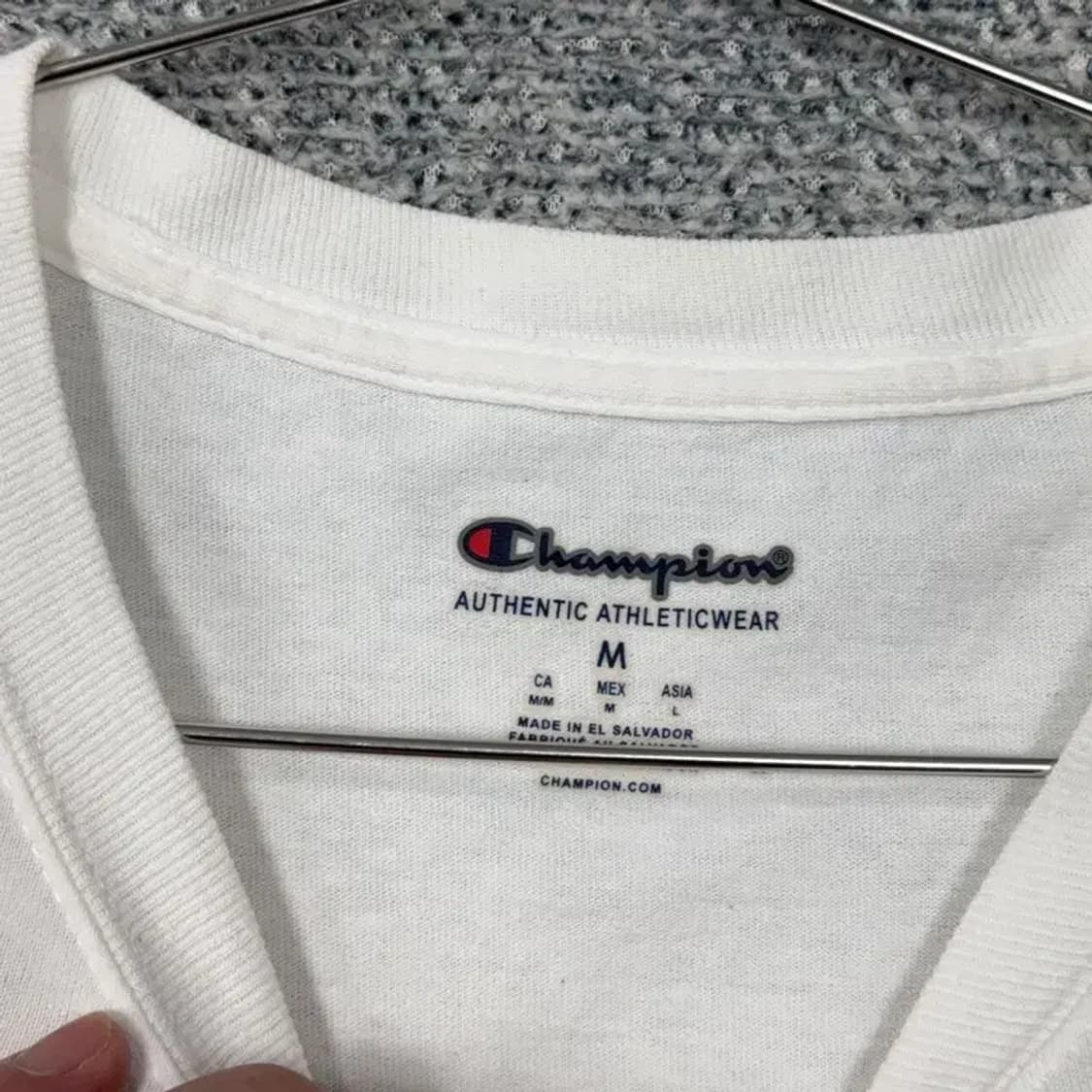 챔피온 베이직 로고 캐주얼 화이트 반팔 티 M 상품이미지3