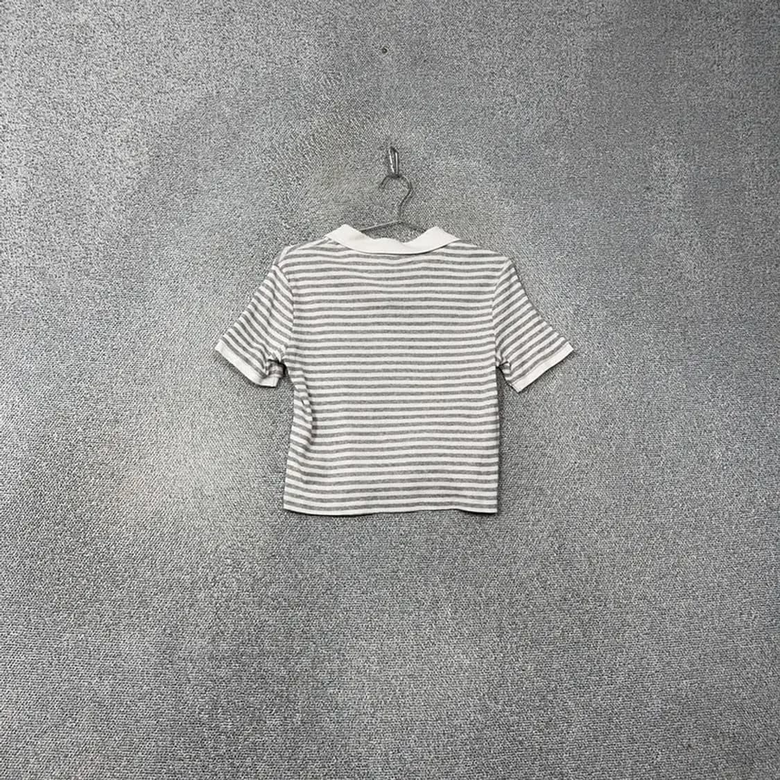 에잇세컨즈 여성 스트라이프 라이트 그레이 반팔 카라티 L 상품이미지2