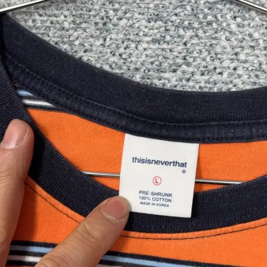 디스이즈네버댓 캐주얼 스트라이프 오렌지 반팔 티 L 상품이미지3