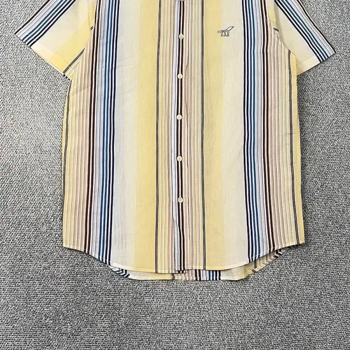 헨리코튼 남성 캐주얼 스트라이프 옐로우 반팔 셔츠 95 상품이미지4