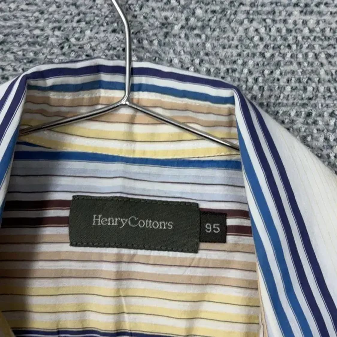 헨리코튼 남성 캐주얼 스트라이프 옐로우 반팔 셔츠 95 상품이미지5