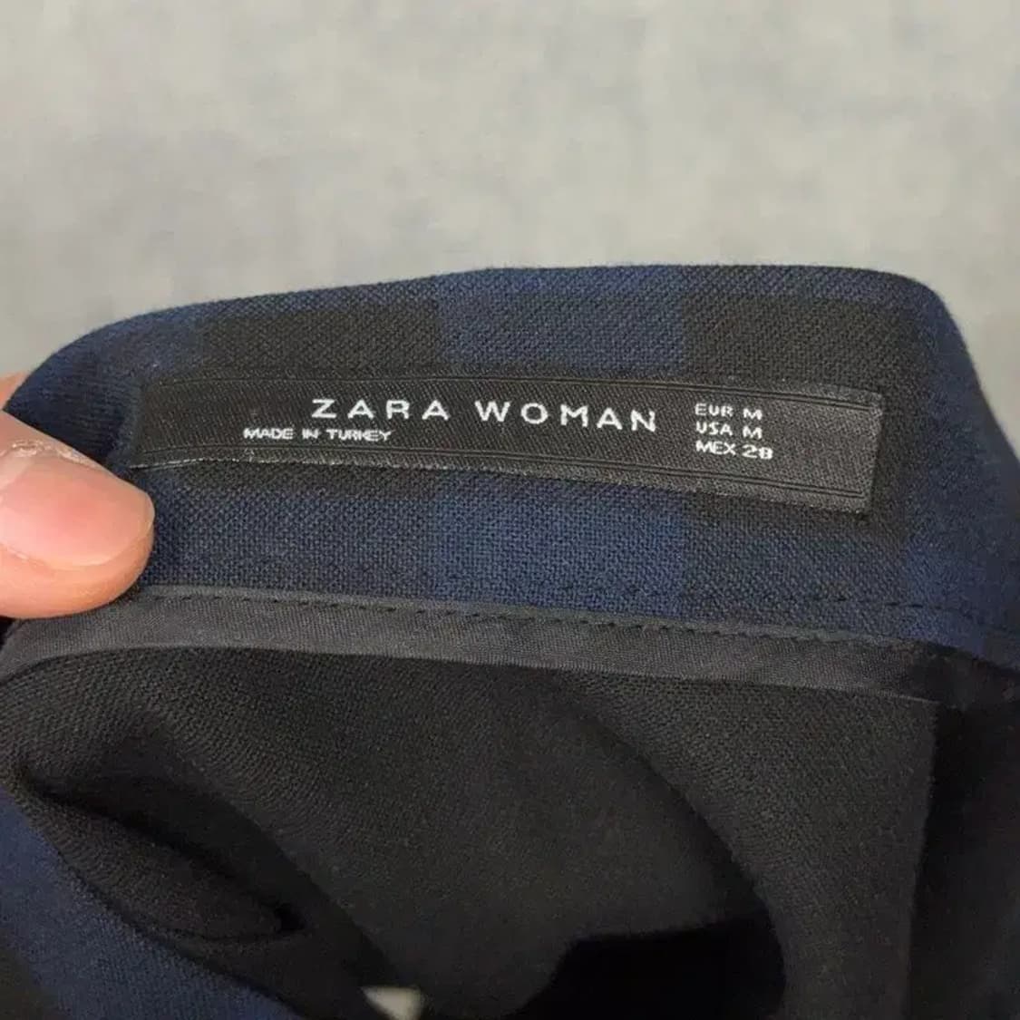 자라 우먼 체크 네이비 미니스커트 M 상품이미지4