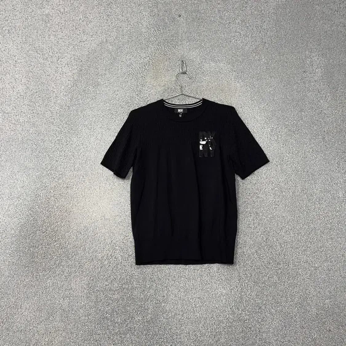 DKNY 골프 여성 블랙 니트 반팔 티 L 상품이미지1