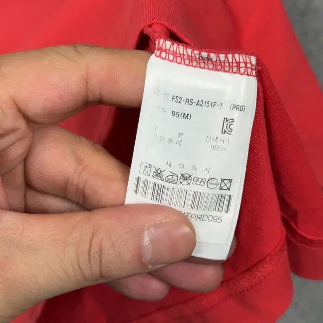 휠라 로고 여성 레드 링거 반팔 티 M 상품이미지4