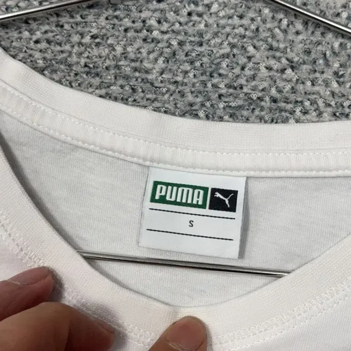 푸마 프린팅 화이트 로고 코튼 반팔티 S 상품이미지3