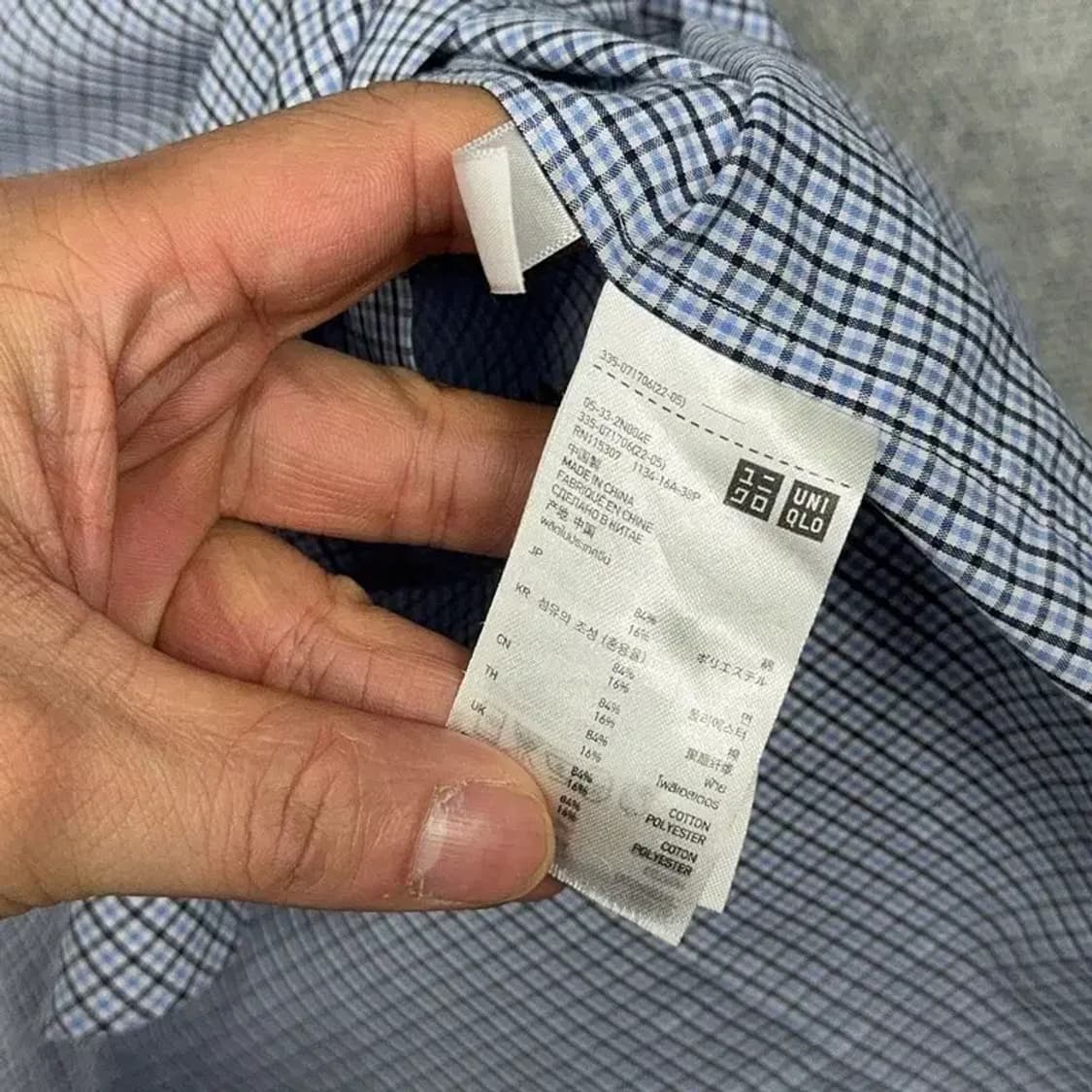 유니클로 블루 체크 캐주얼 남성 반팔 셔츠 M 상품이미지6
