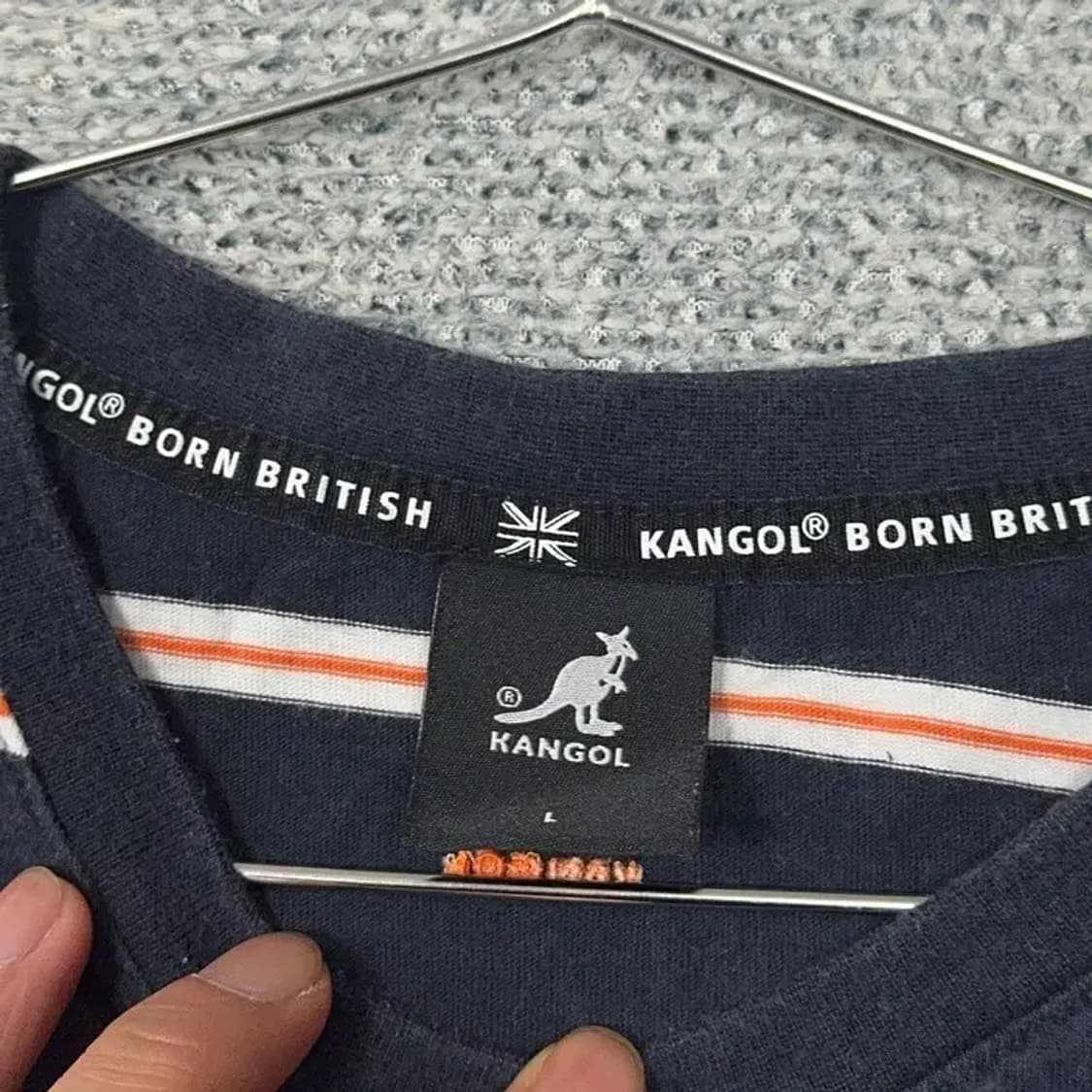 캉골 스트라이프 네이비 로고 코튼 반팔티 L 상품이미지3