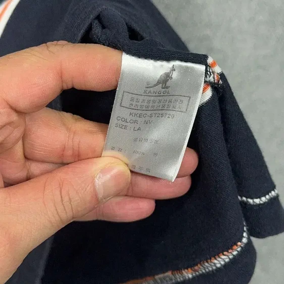 캉골 스트라이프 네이비 로고 코튼 반팔티 L 상품이미지4