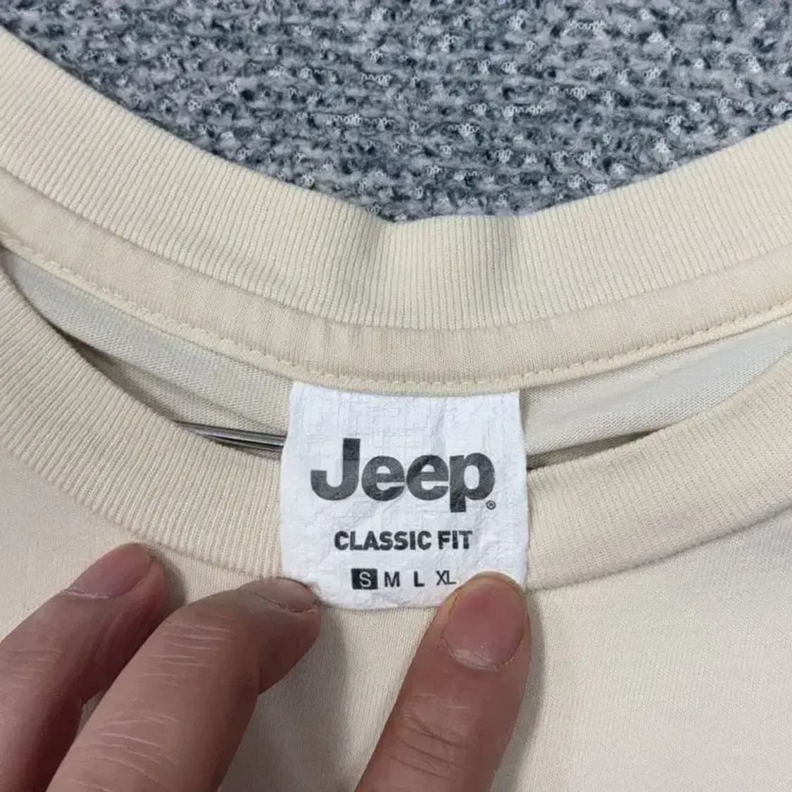 지프 크림 로고 프린팅 캐주얼 반팔티 S 상품이미지3