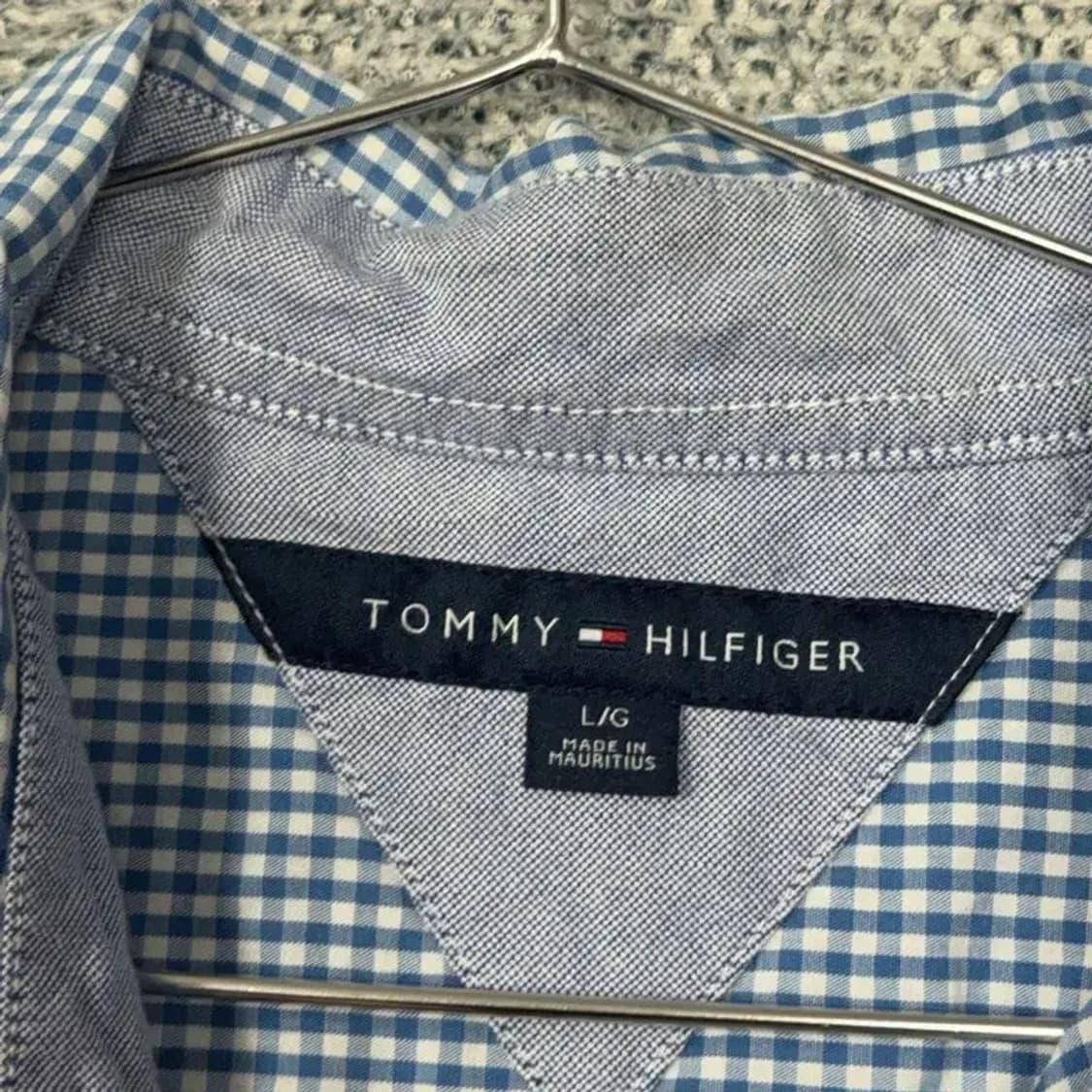 타미힐피거 캐주얼 로고 남성 체크 반팔 셔츠 L 상품이미지7