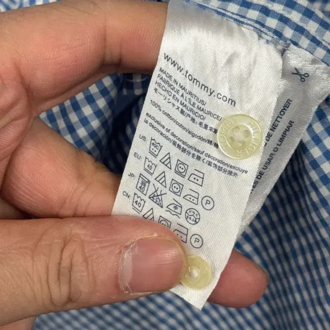 타미힐피거 캐주얼 로고 남성 체크 반팔 셔츠 L 상품이미지8