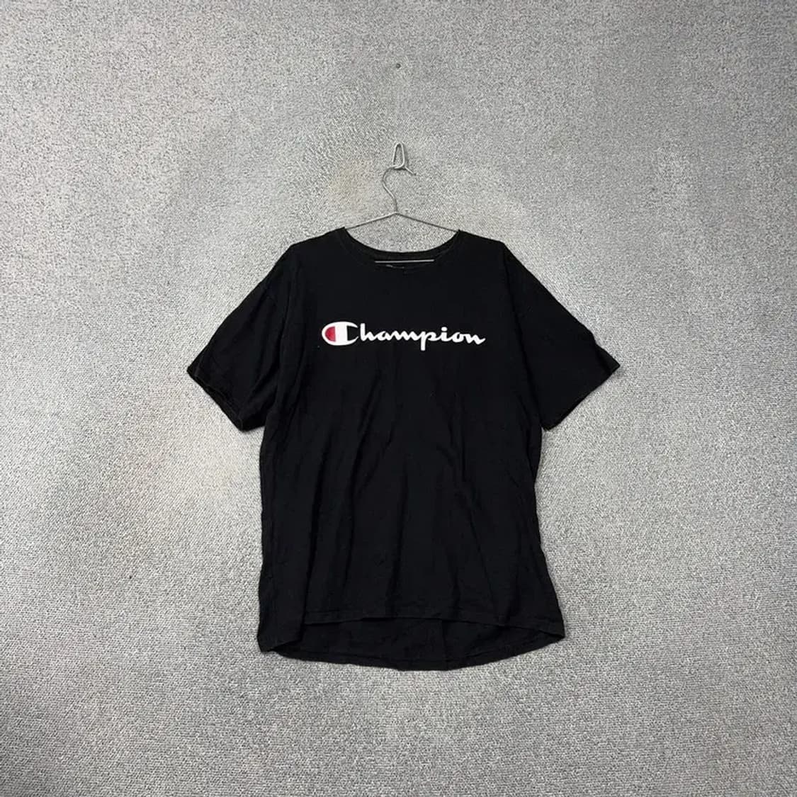 챔피온 프린팅 로고 블랙 반팔 티 XL 상품이미지1