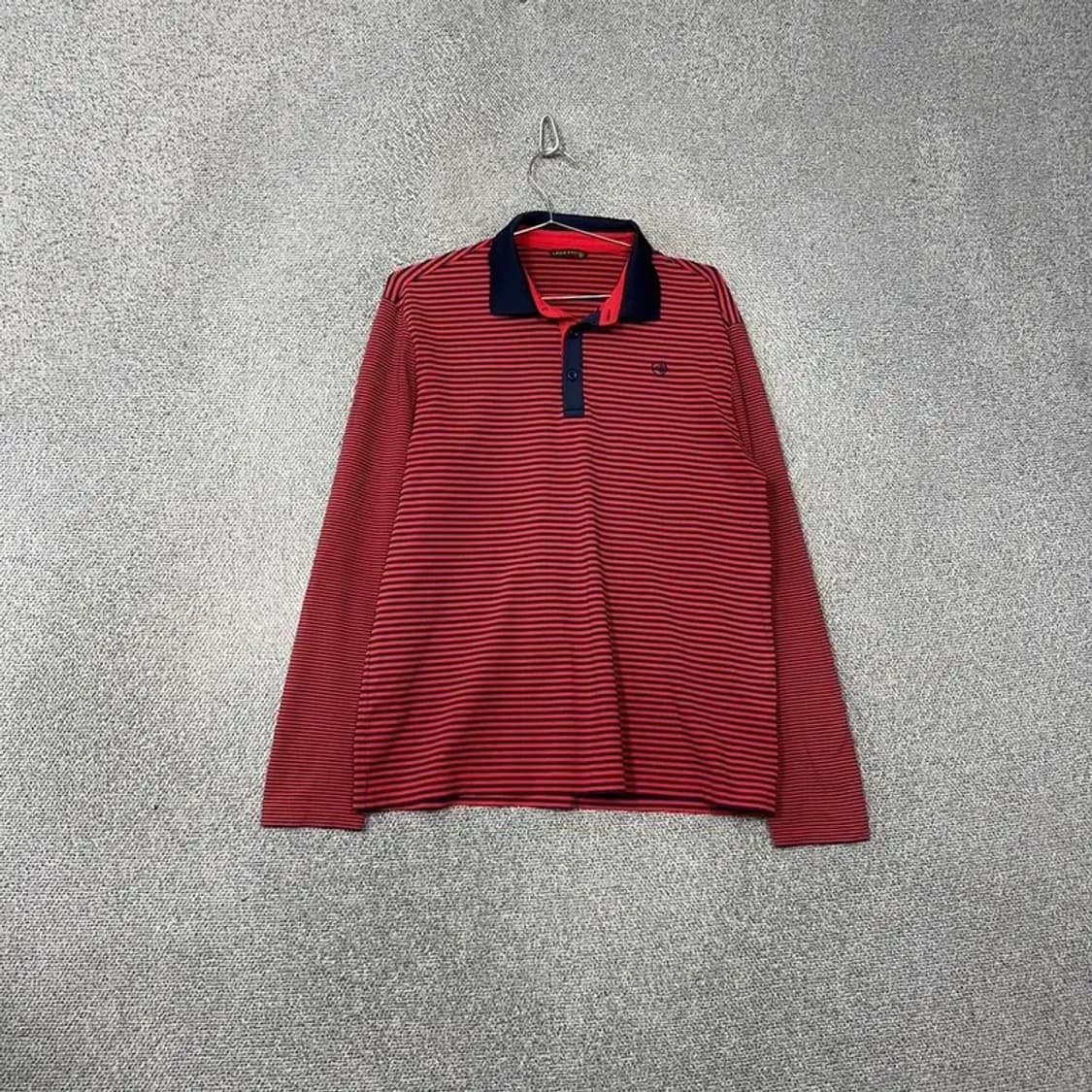 루이까스텔 골프 로고 스트라이프 레드 긴팔 카라티 105 상품이미지1