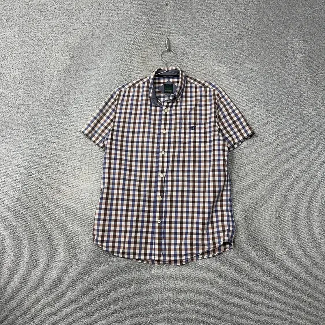 헨리코튼 로고 캐주얼 체크 반팔 셔츠 105 상품이미지1