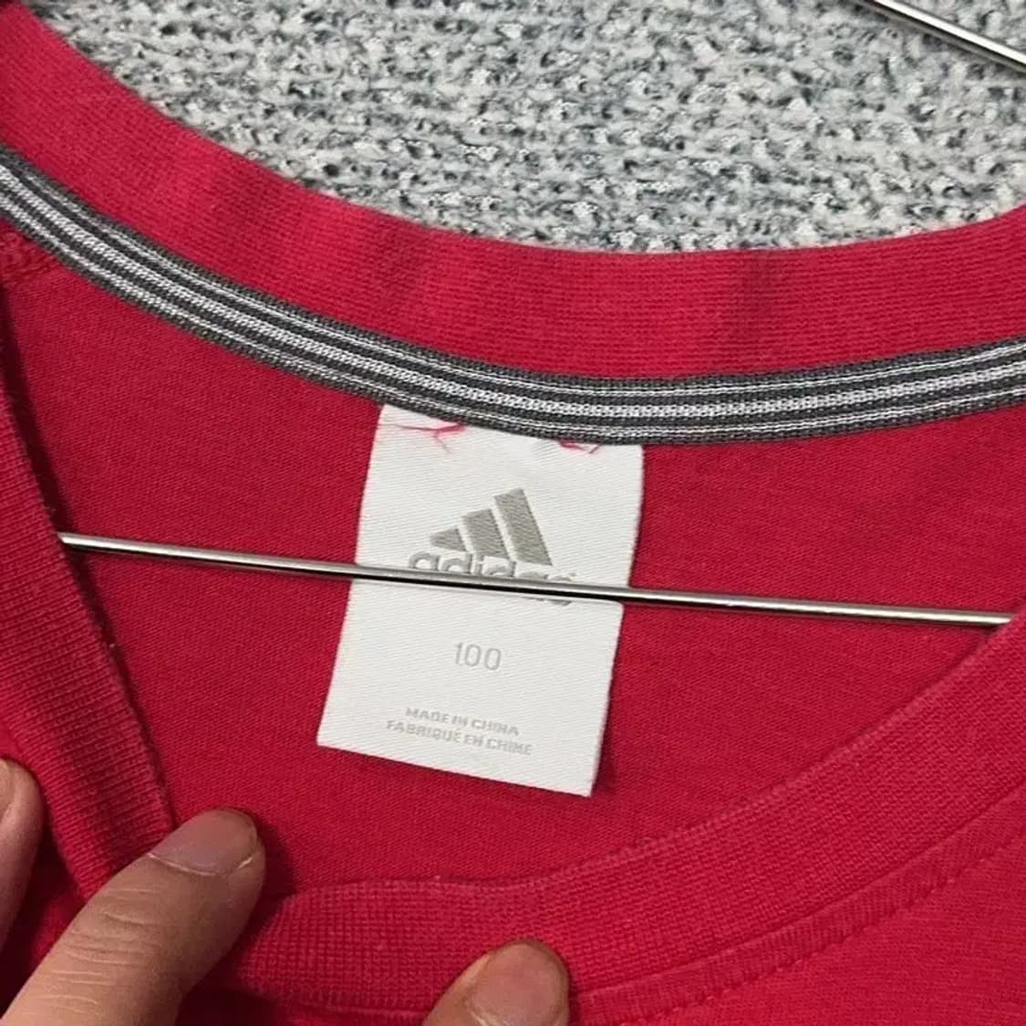 아디다스 프린팅 빅로고 레드 반팔 티 100 상품이미지3