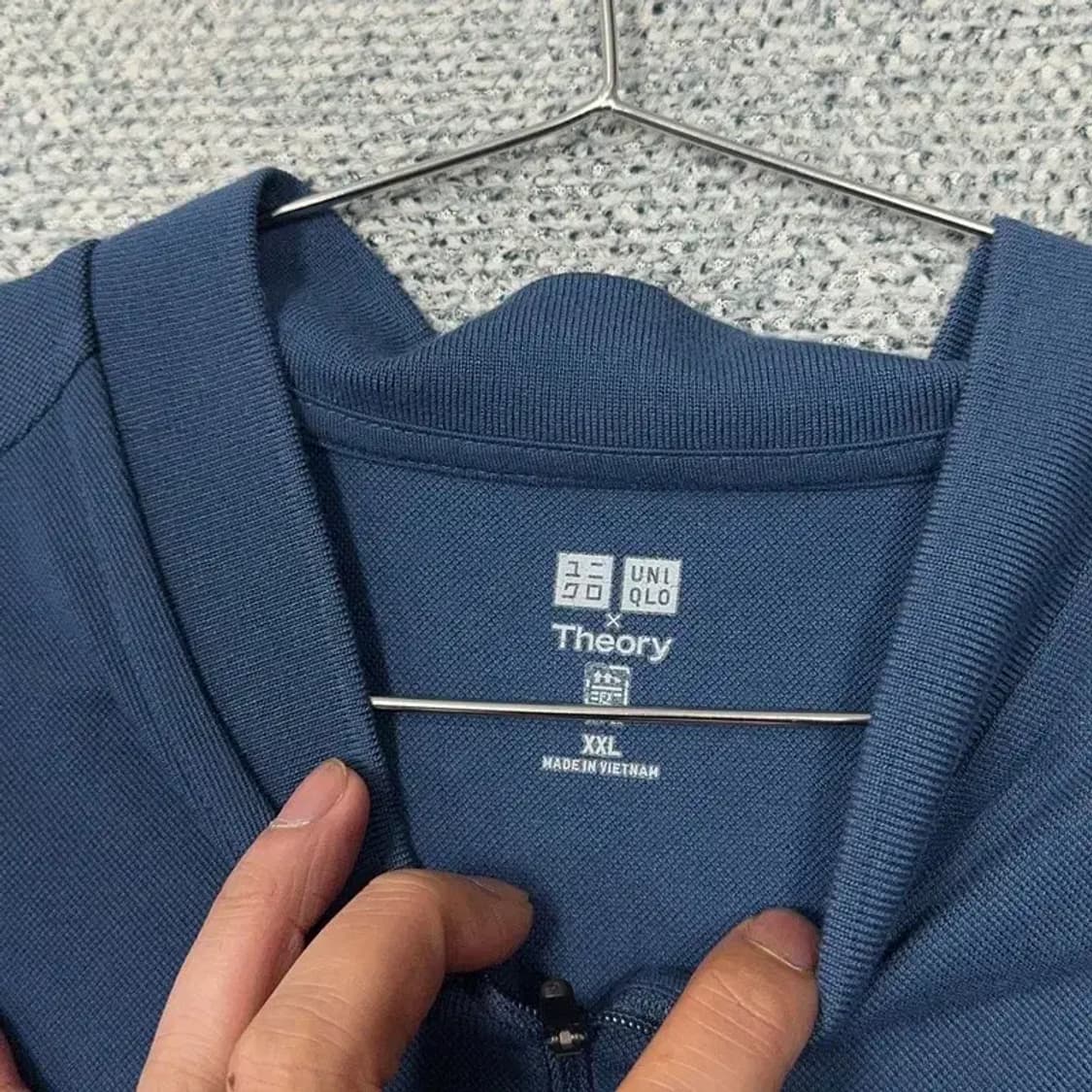 유니클로 띠어리 기능성 네이비 남성 반집업 반팔 티 XXL 상품이미지3