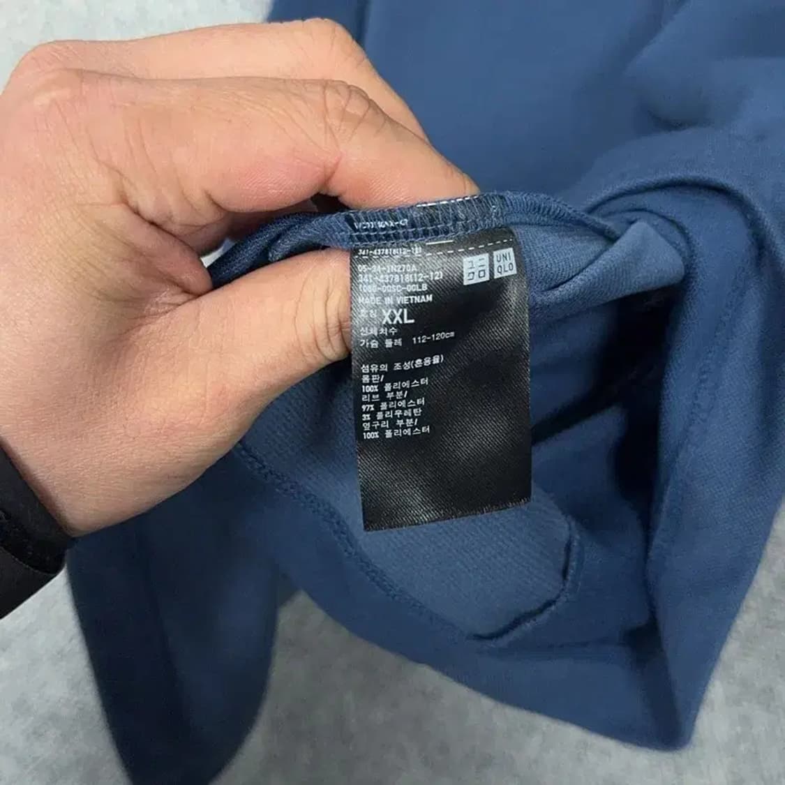 유니클로 띠어리 기능성 네이비 남성 반집업 반팔 티 XXL 상품이미지4