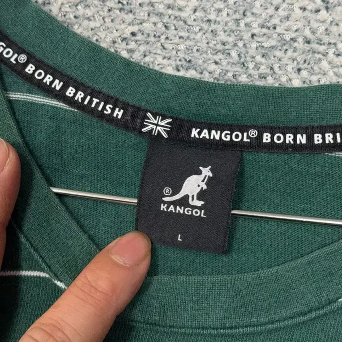 캉골 스트라이프 그린 로고 남성 반팔 티 L 상품이미지3