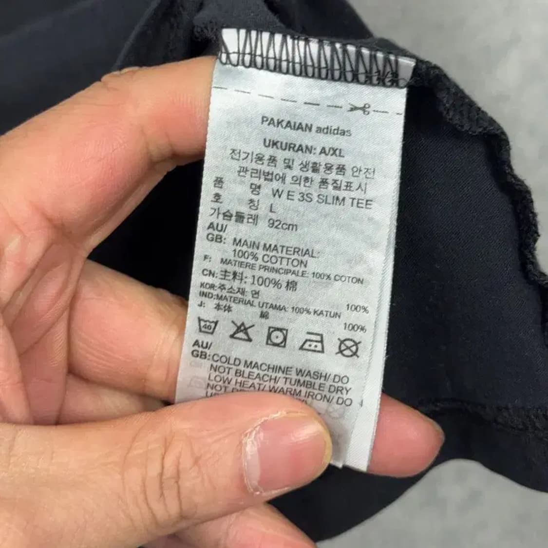 아디다스 스펠 로고 삼선 코튼 반팔티 L 상품이미지4