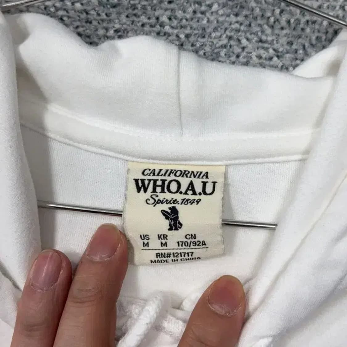 후아유 로고 화이트 프린팅 후드 반팔티 M 상품이미지3