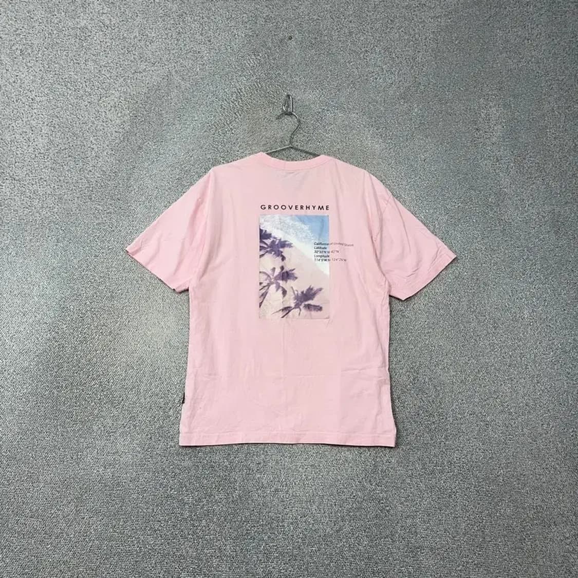 그루브라임 프린팅 로고 연핑크 코튼 반팔티 M 상품이미지2