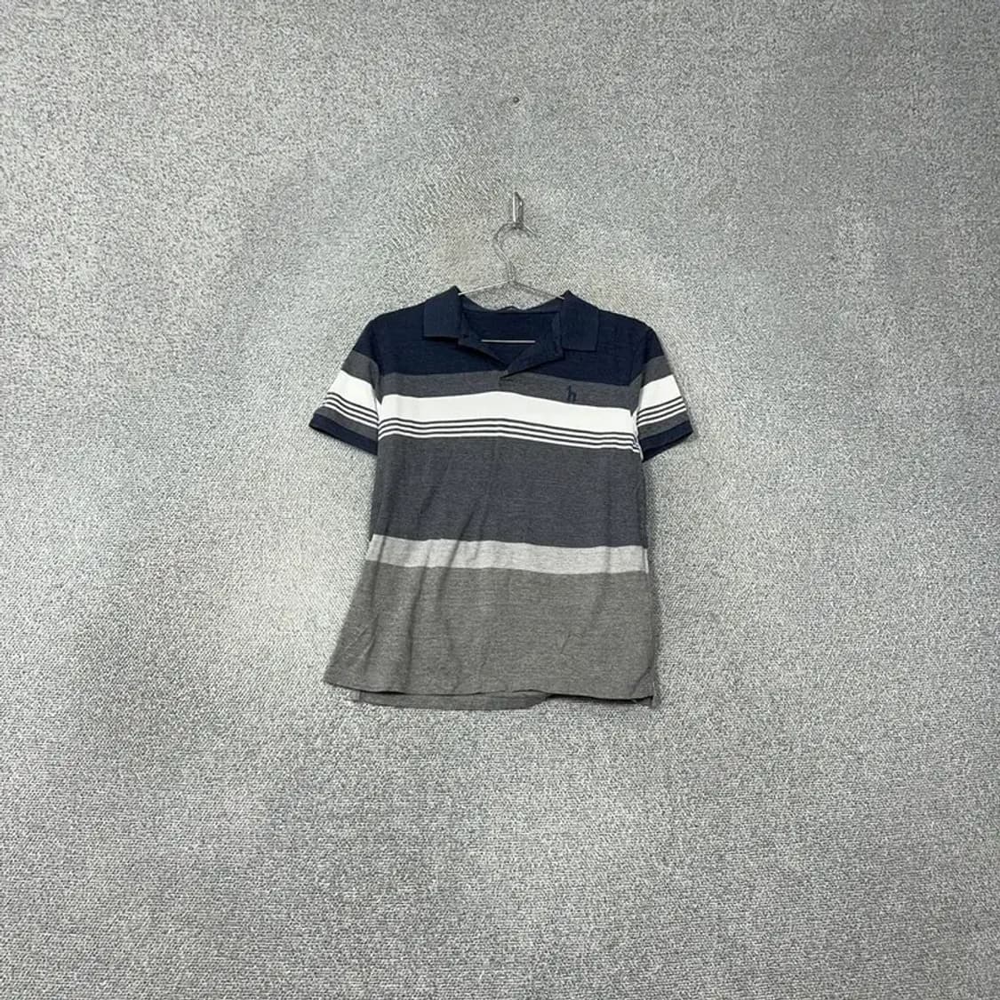해지스 스트라이프 그레이 로고 남성 반팔 카라티 100 상품이미지1
