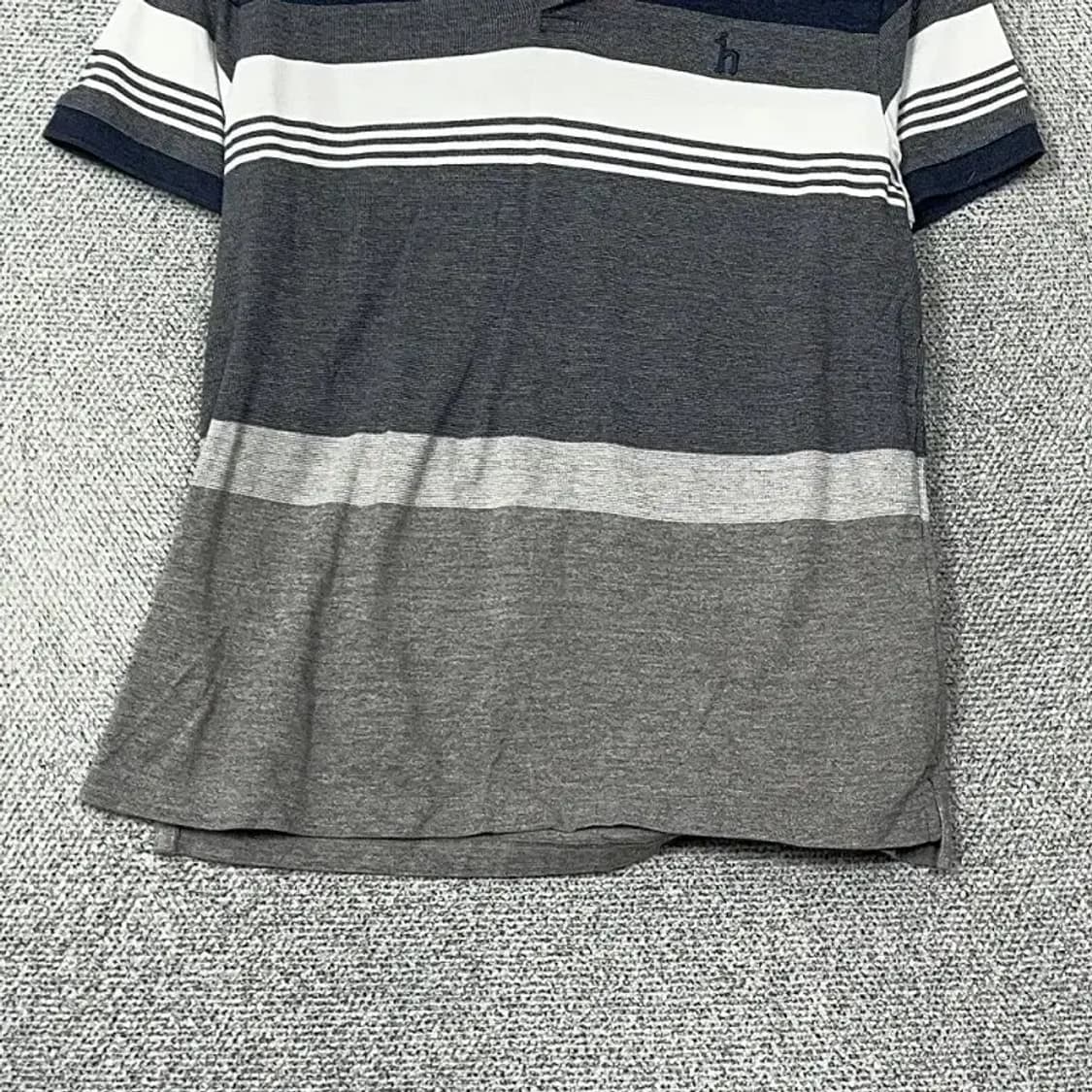 해지스 스트라이프 그레이 로고 남성 반팔 카라티 100 상품이미지4