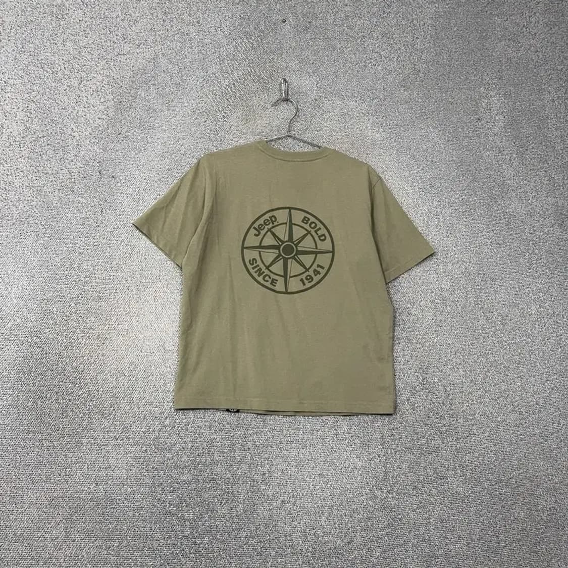 지프 프린팅 베이지 반팔 티 S 상품이미지2