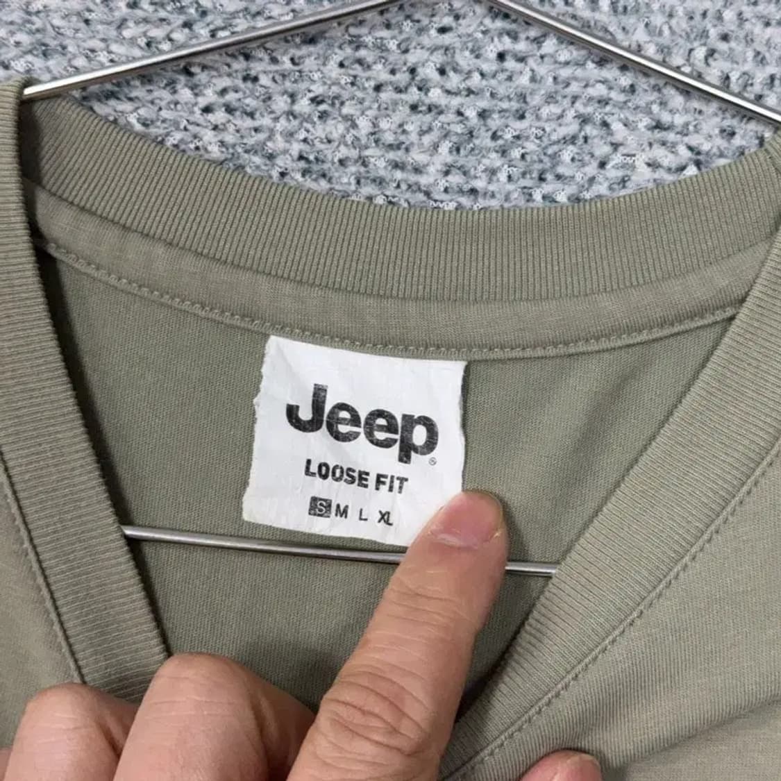 지프 프린팅 베이지 반팔 티 S 상품이미지3