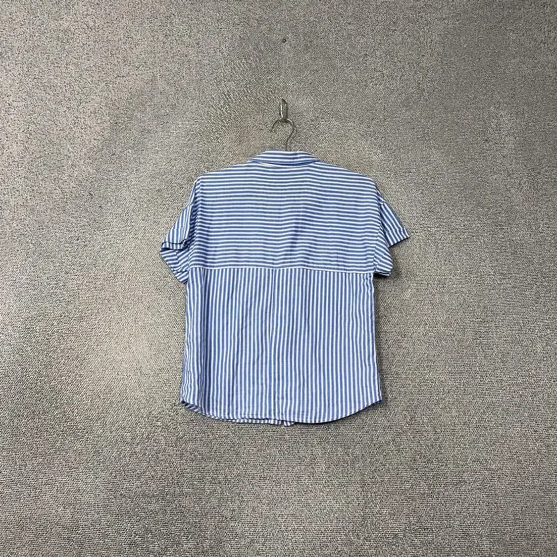 자라 스트라이프 블루 반팔 블라우스 XS 상품이미지2