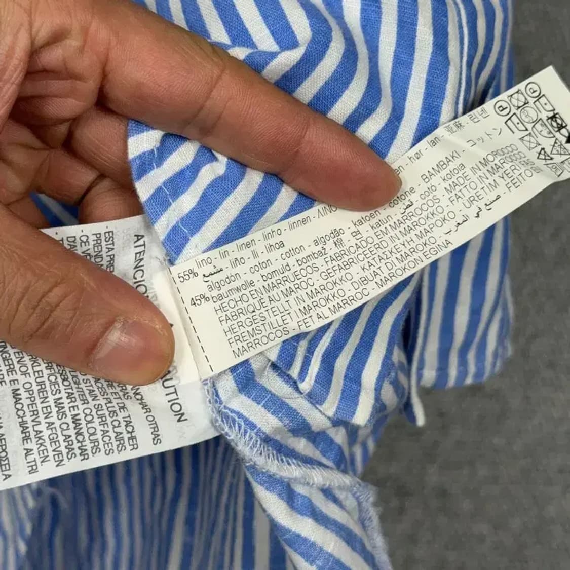 자라 스트라이프 블루 반팔 블라우스 XS 상품이미지4