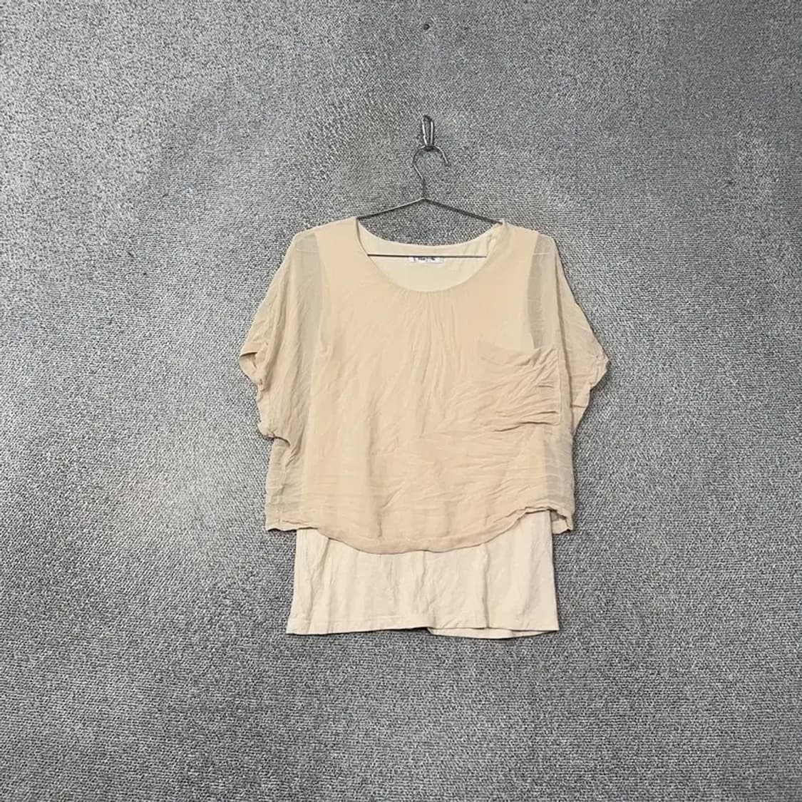 마인드브릿지 베이지 레이어드 블라우스 반팔 55 상품이미지1