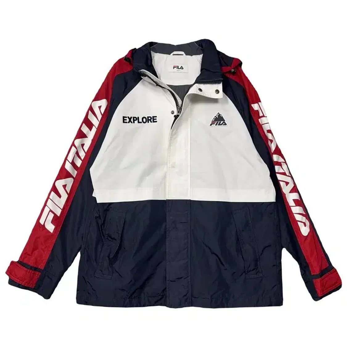 휠라 화이트 로고 프린팅 바람막이 SMALL 상품이미지1