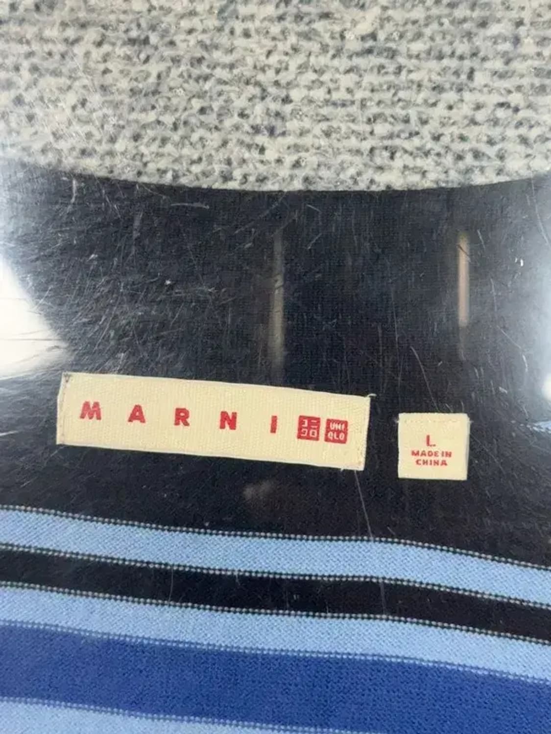 유니클로 마르니 스트라이프 블루 오버핏 니트 가디건 L 상품이미지6