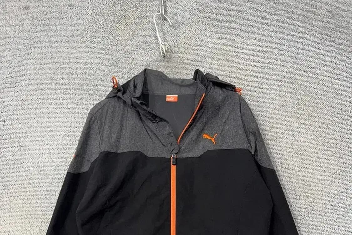푸마 블랙 그레이 로고 투톤 기능성 후드 바람막이 M 상품이미지3
