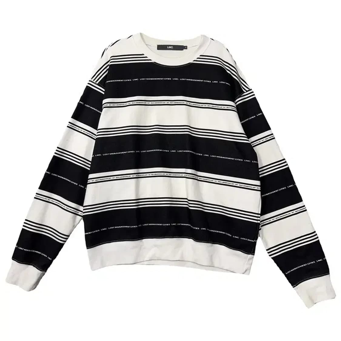 엘엠씨 스트라이프 블랙 맨투맨 S 상품이미지1