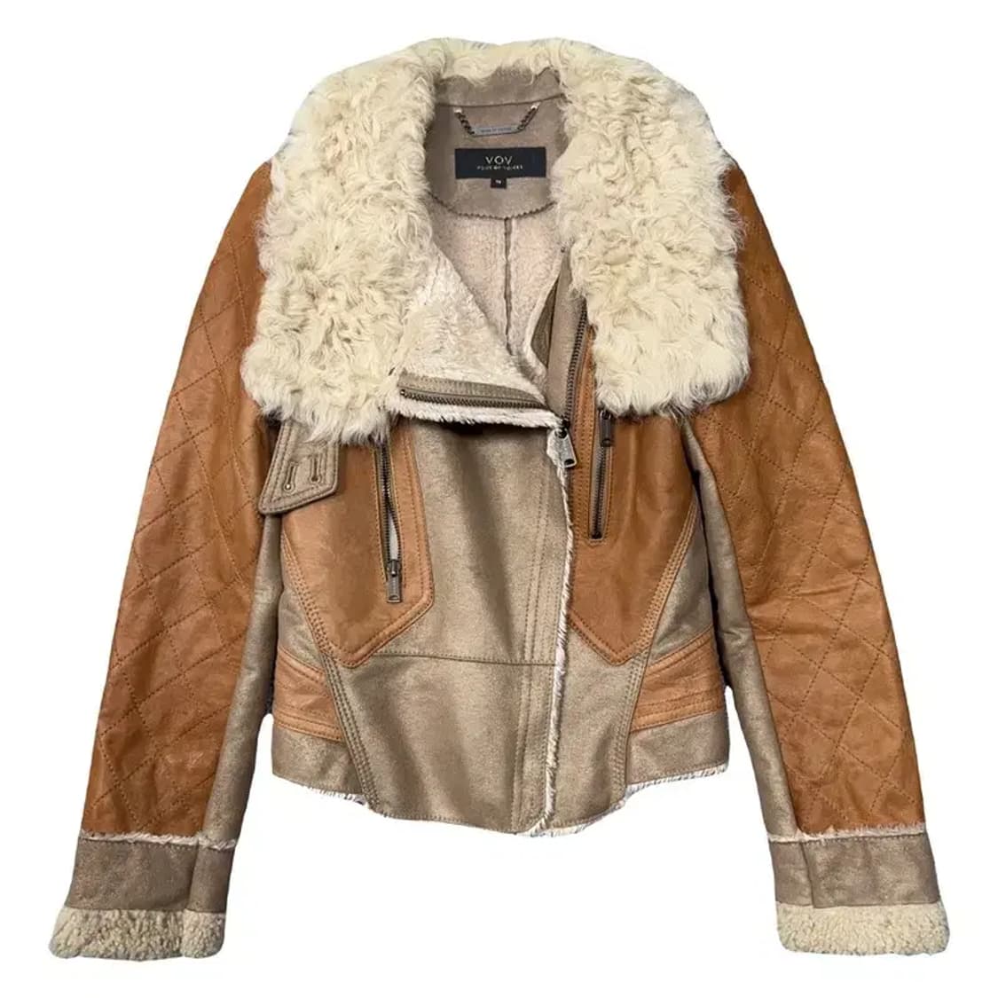 VOICE OF VOICES 브라운 베이지 투톤 무스탕 자켓 55 상품이미지1