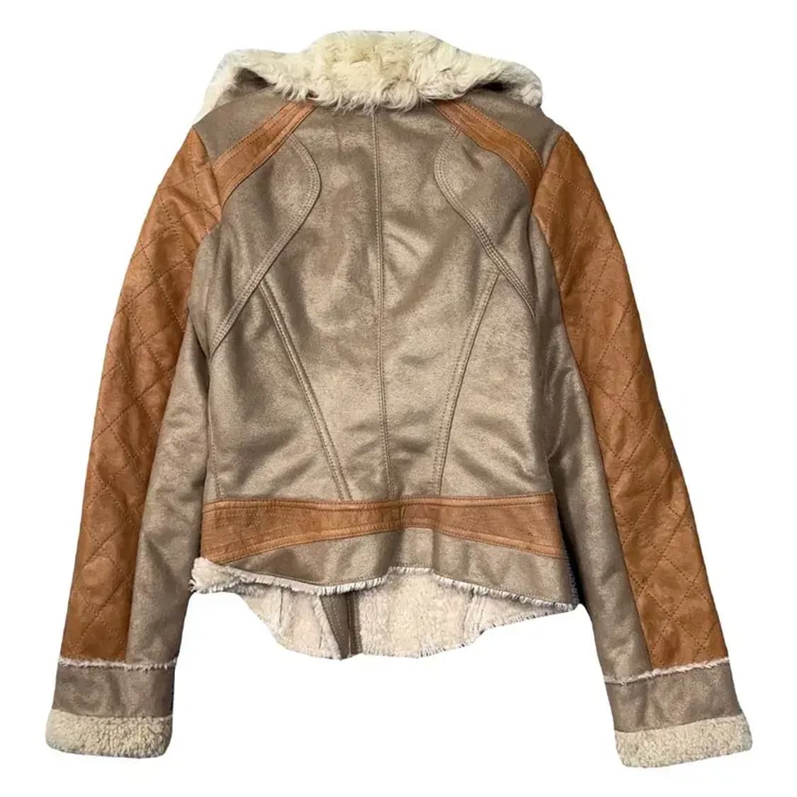 VOICE OF VOICES 브라운 베이지 투톤 무스탕 자켓 55 상품이미지2