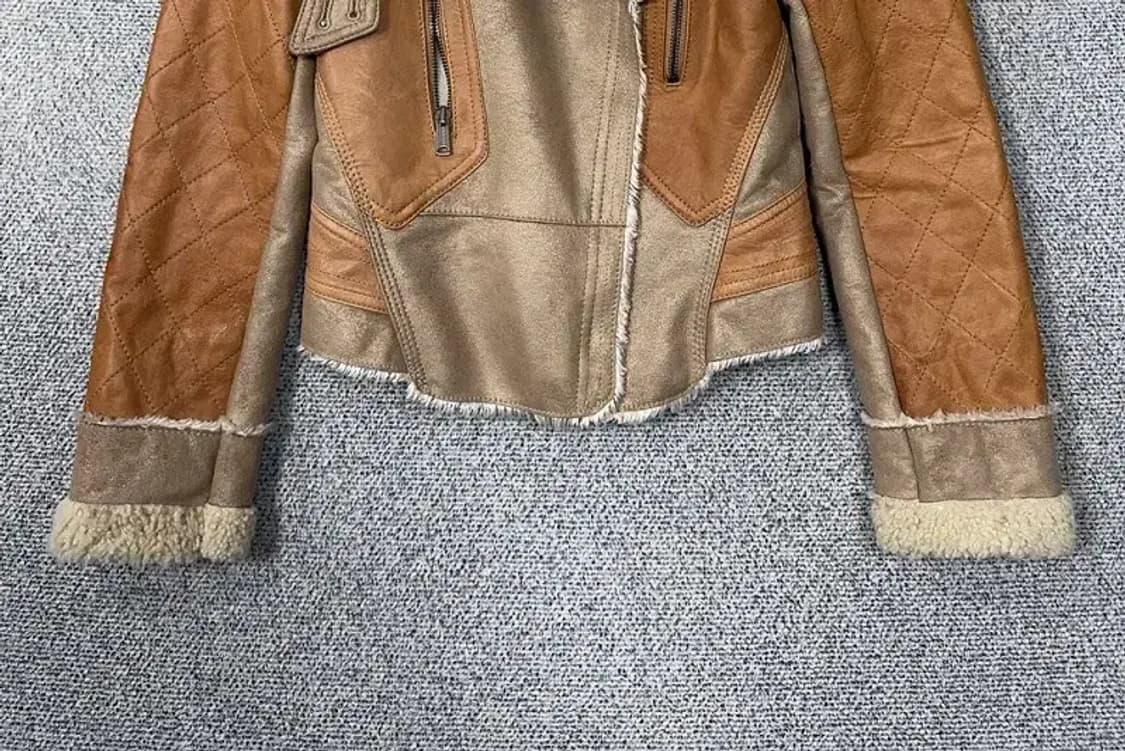 VOICE OF VOICES 브라운 베이지 투톤 무스탕 자켓 55 상품이미지4